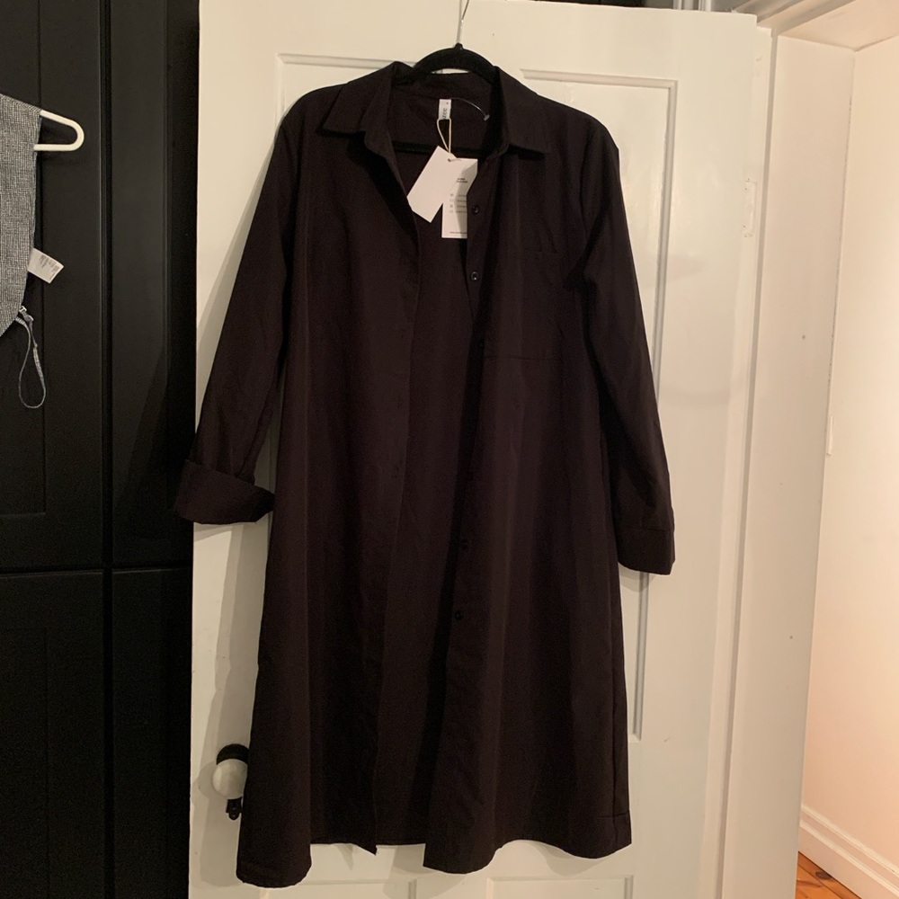 Elegant Black Shirt Dress M